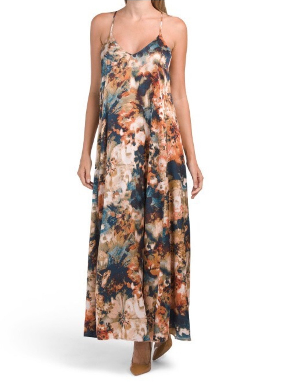 Nicole Miller Teal Slip Dress with Red Accent